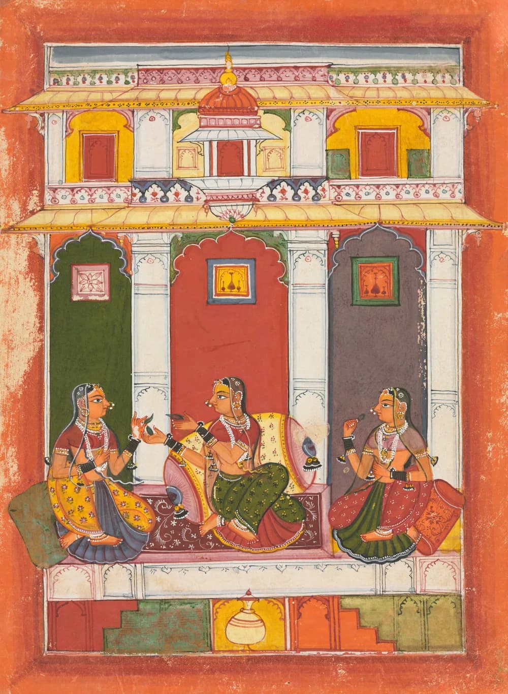 Stand-in image: Gunakali Ragini, women seated in a pavilion, Sirohi, Rajasthan, 1675 to 1725